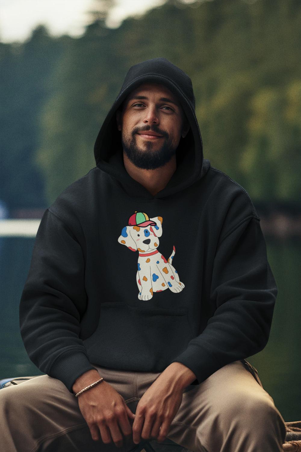 Men's Pups Along Cap Hoodie Sweatshirt Red by ZealforTee