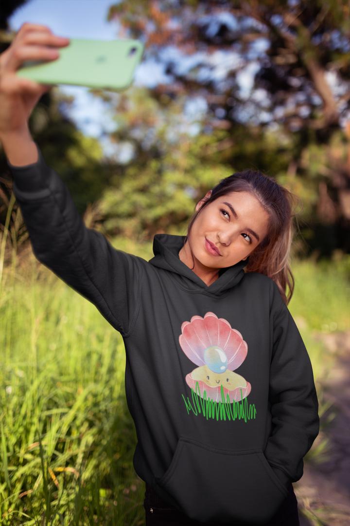 Women's Ivory Pearl Hoodie Sweatshirt Light Baby Pink by ZealforTee