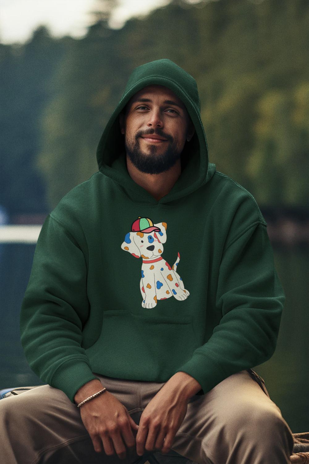 Men's Pups Along Cap Hoodie Sweatshirt Black by ZealforTee