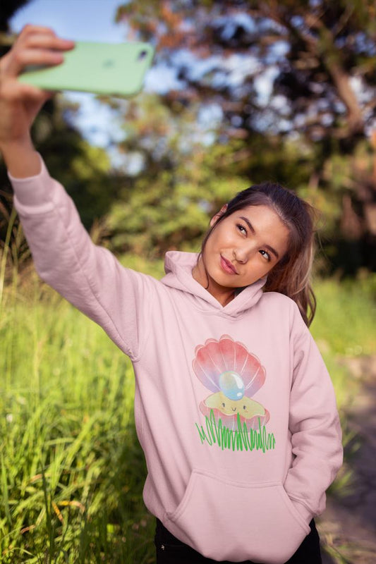 Women's Ivory Pearl Hoodie Sweatshirt Light Baby Pink by ZealforTee