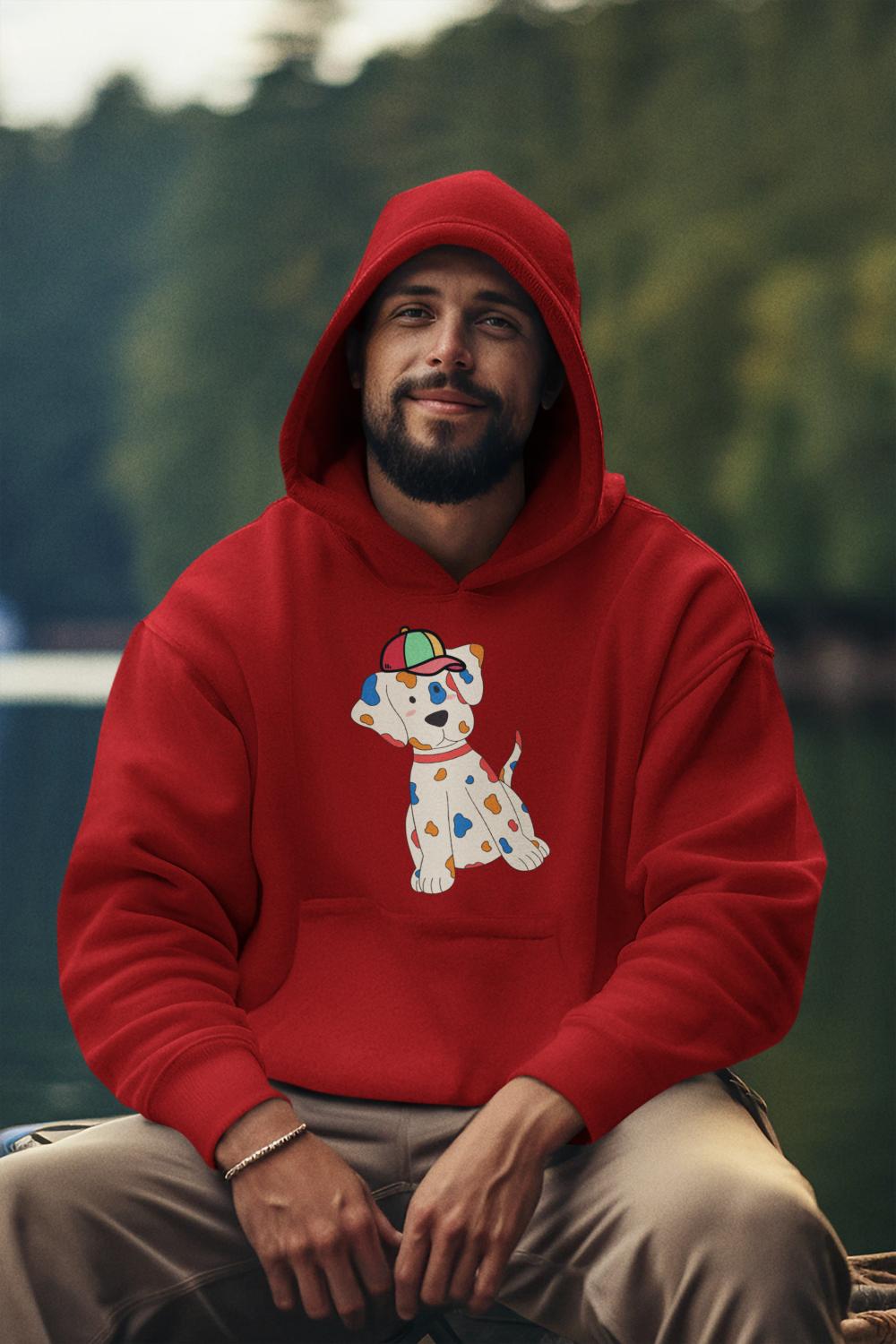 Men's Pups Along Cap Hoodie Sweatshirt Black by ZealforTee