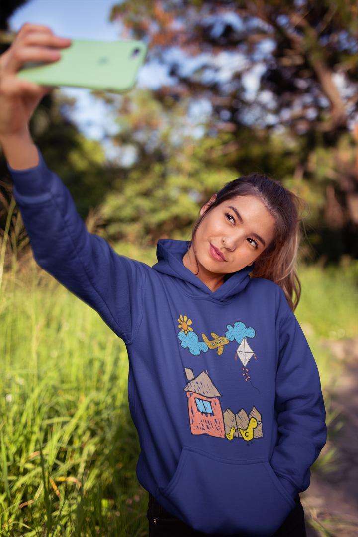 Women's Scenery Hoodie Sweatshirt Royal Blue by ZealforTee