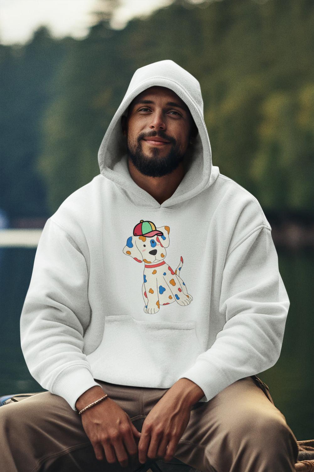 Men's Pups Along Cap Hoodie Sweatshirt Red by ZealforTee