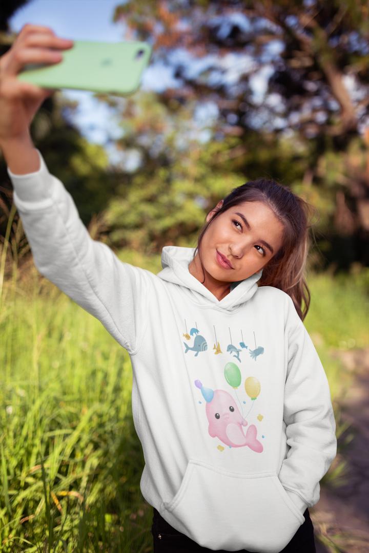 Women's Dolphin Hoodie Sweatshirt Black by ZealforTee