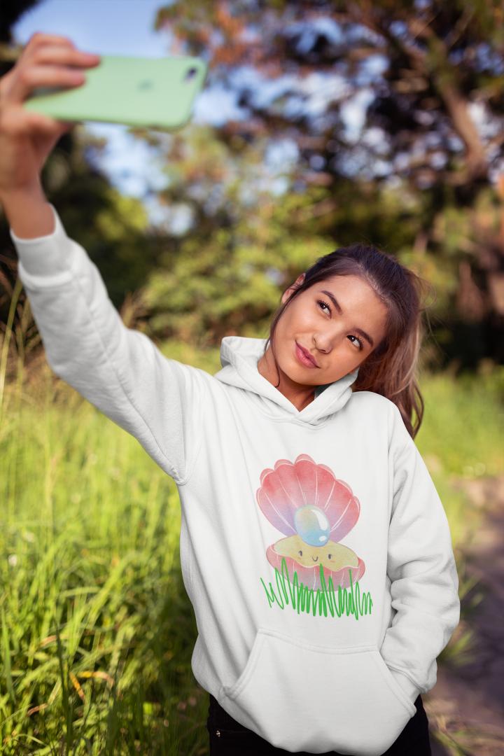 Women's Ivory Pearl Hoodie Sweatshirt Light Baby Pink by ZealforTee