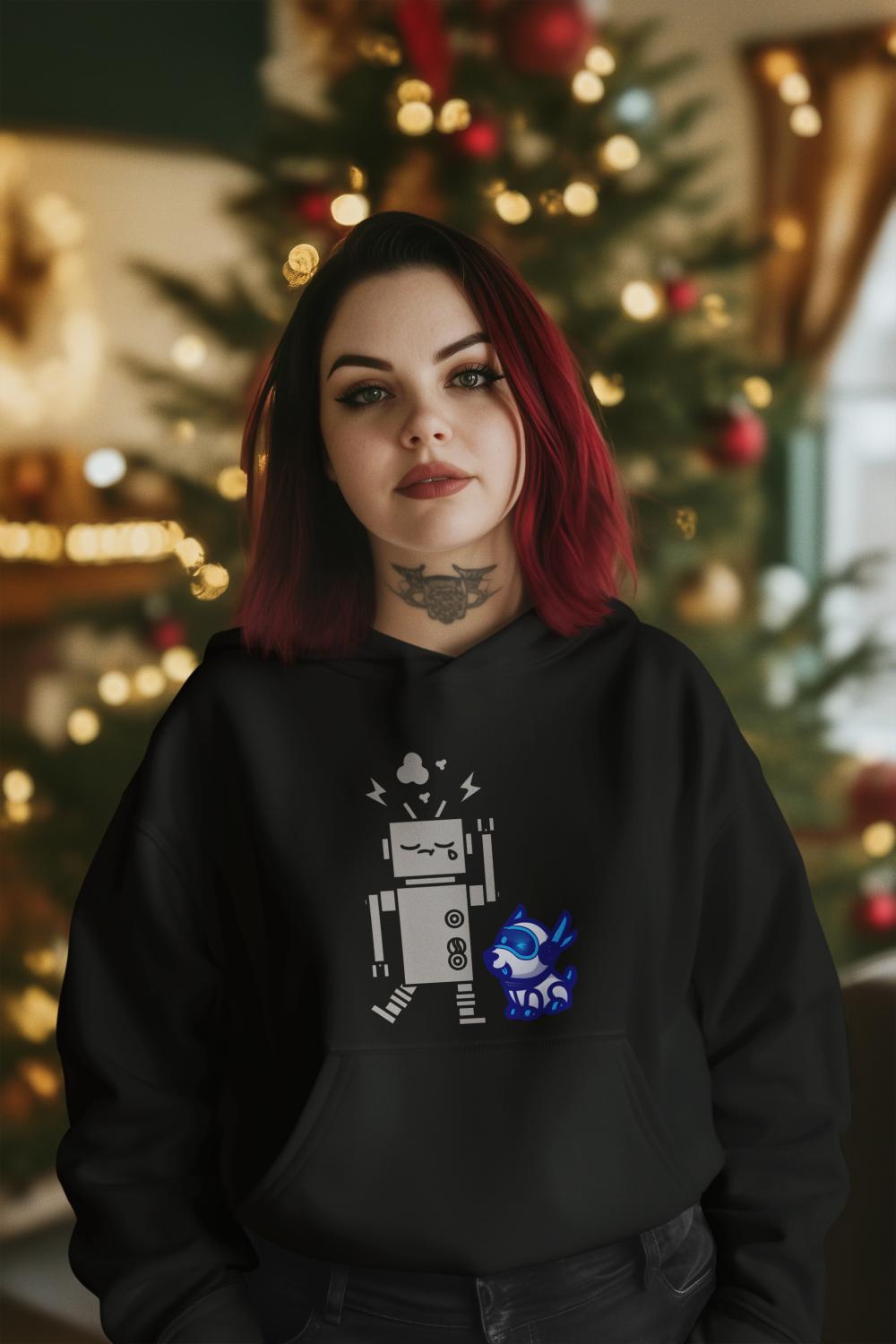 Women's Robotic Dog Hoodies White by ZealforTee