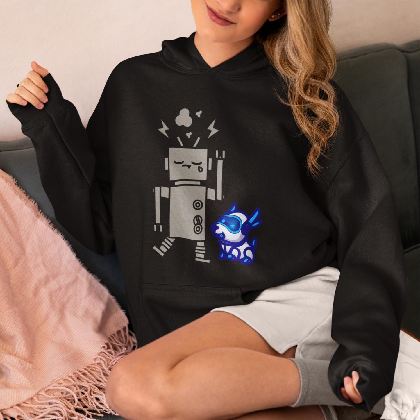 Women's Robotic Dog Hoodies White by ZealforTee