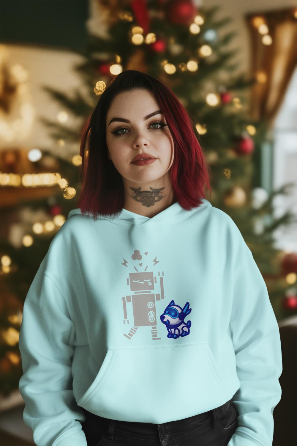 Women's Robotic Dog Hoodies Black by ZealforTee