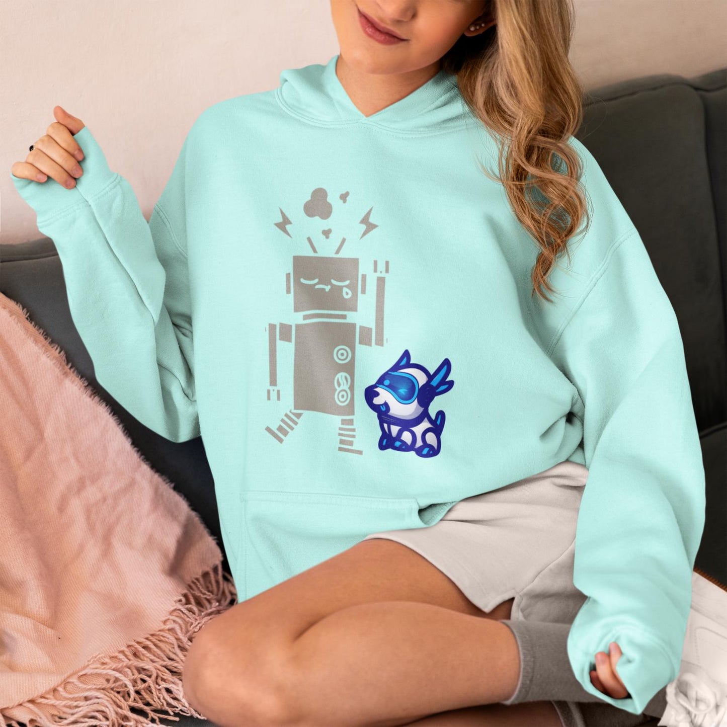 Women's Robotic Dog Hoodies Black by ZealforTee