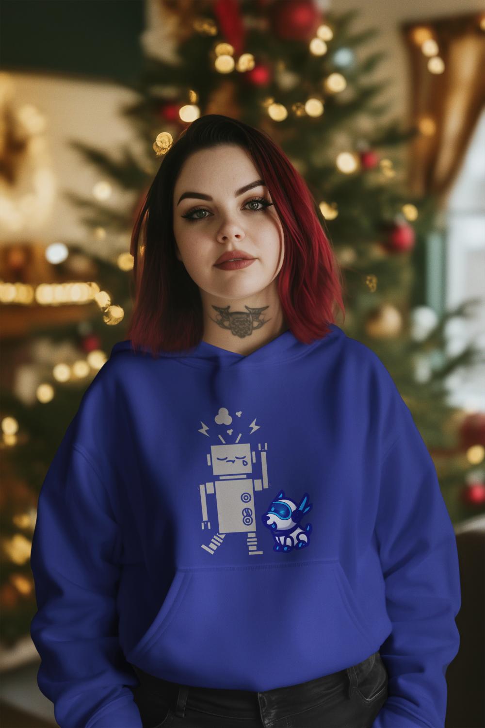 Women's Robotic Dog Hoodies Black by ZealforTee