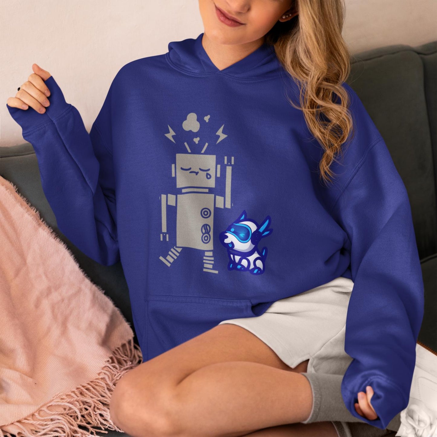 Women's Robotic Dog Hoodies Black by ZealforTee