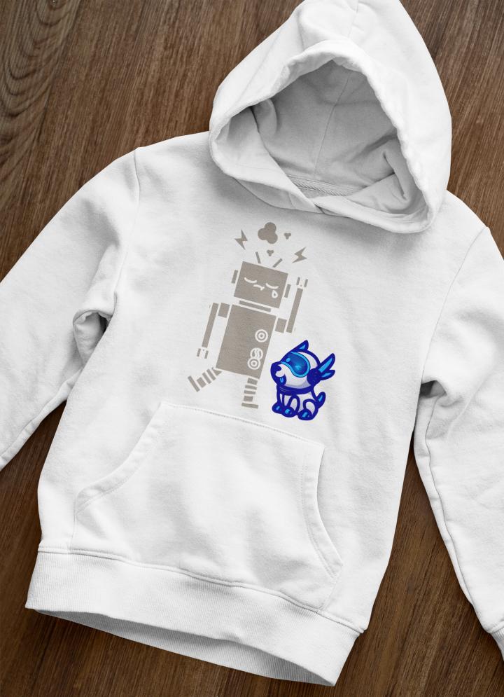 Women's Robotic Dog Hoodies White by ZealforTee