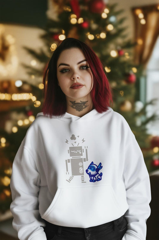 Women's Robotic Dog Hoodies White by ZealforTee