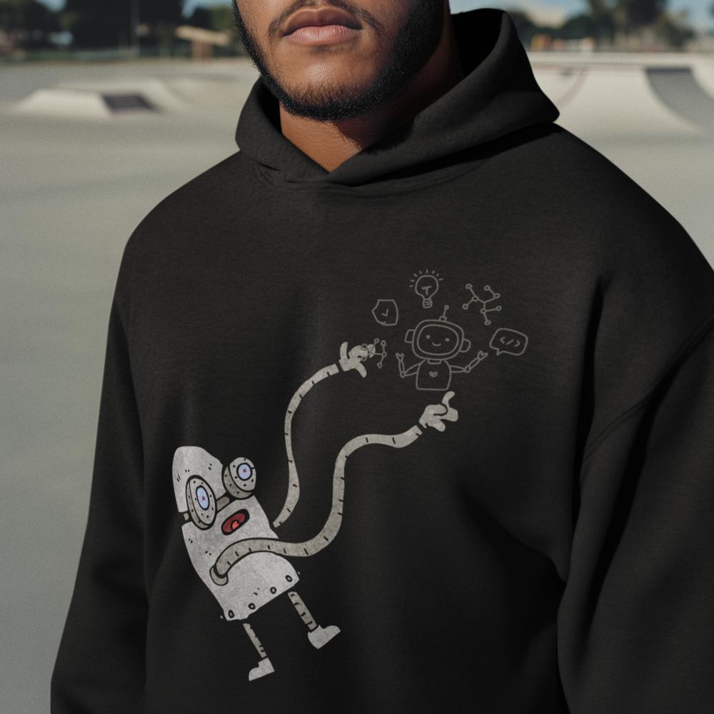 Men's Tech Oversized Hooded Sweatshirt Black by ZealforTee