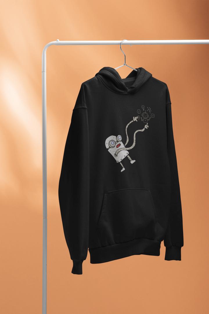 Men's Tech Oversized Hooded Sweatshirt Black by ZealforTee