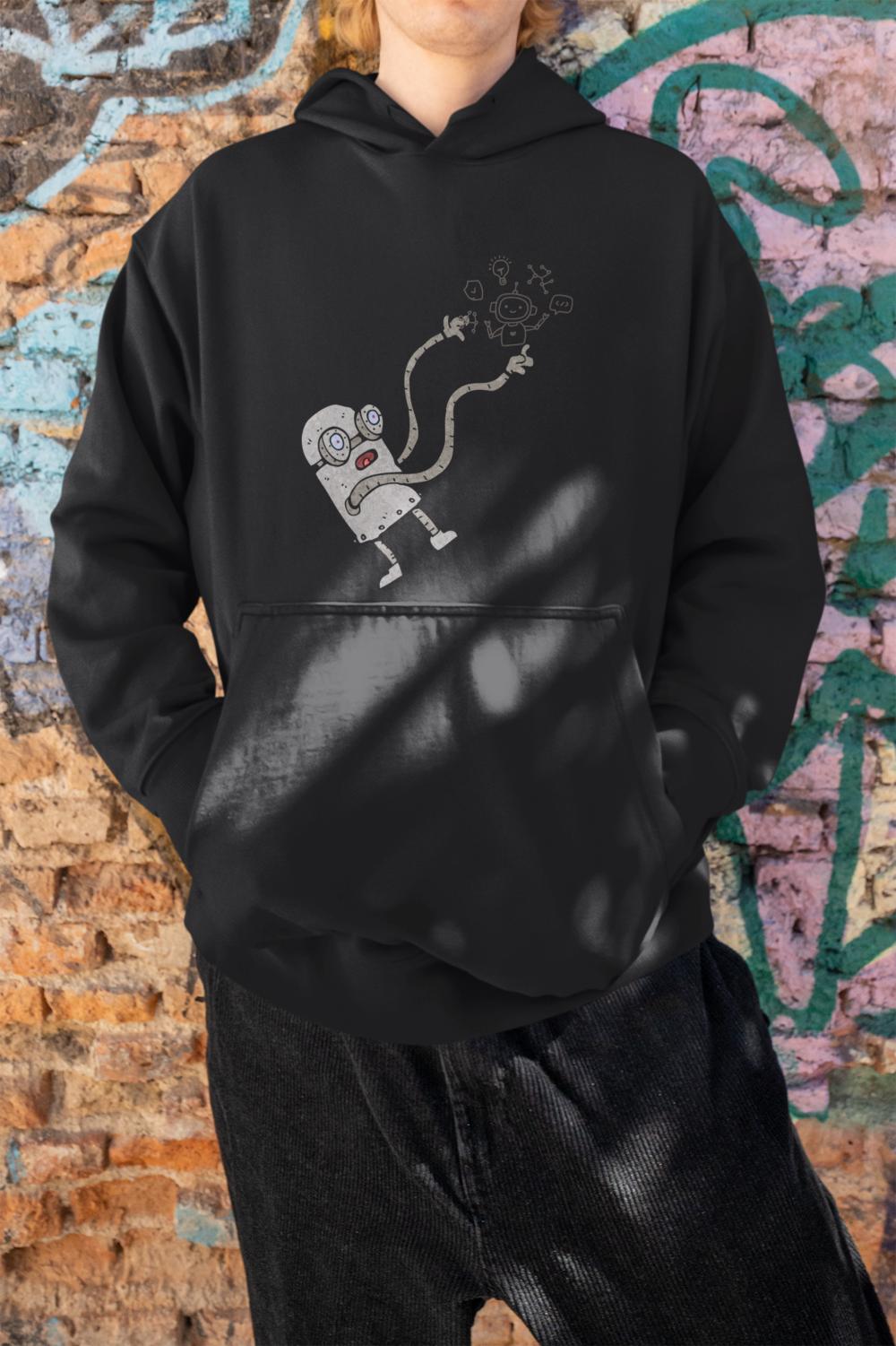 Men's Tech Oversized Hooded Sweatshirt Black by ZealforTee