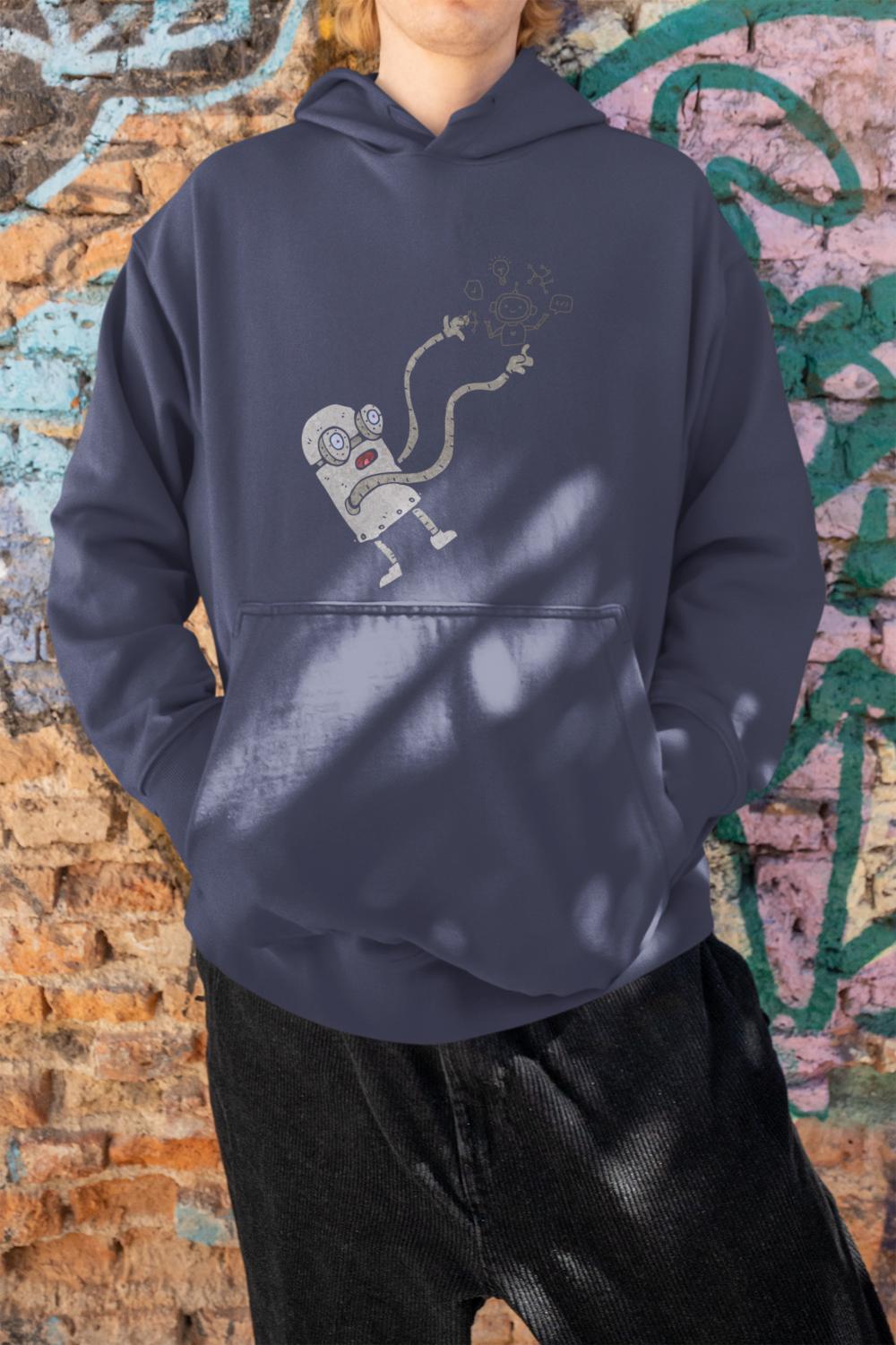 Men's Tech Oversized Hooded Sweatshirt Black by ZealforTee