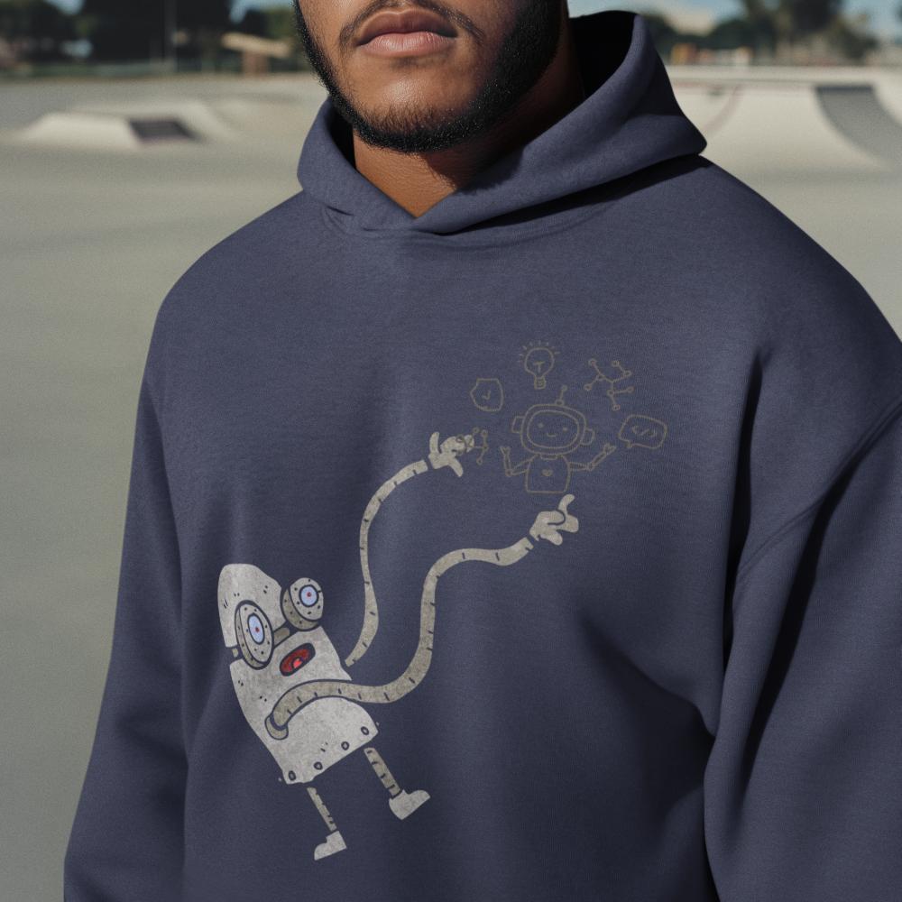 Men's Tech Oversized Hooded Sweatshirt Black by ZealforTee