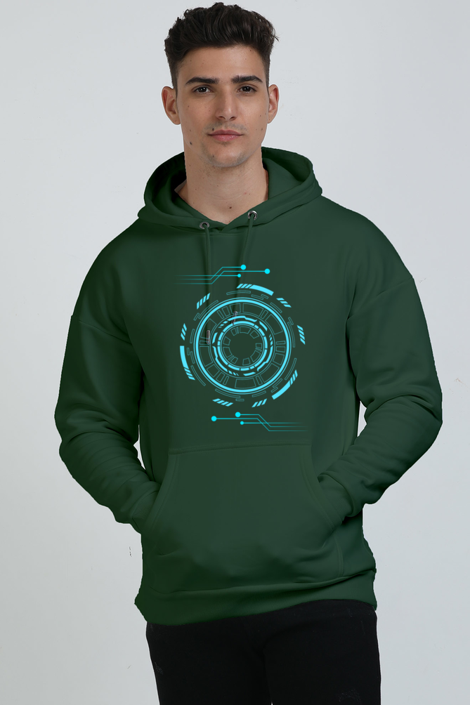 Men's Robotic Oversized Hooded Sweatshirt Black by ZealforTee