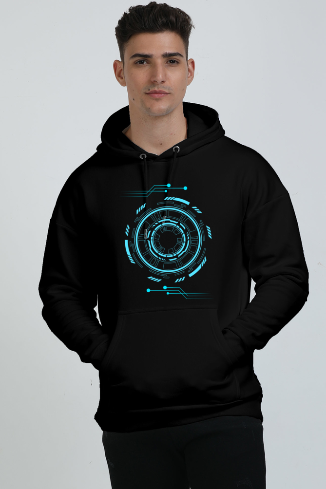 Men's Robotic Oversized Hooded Sweatshirt Bottle Green by ZealforTee
