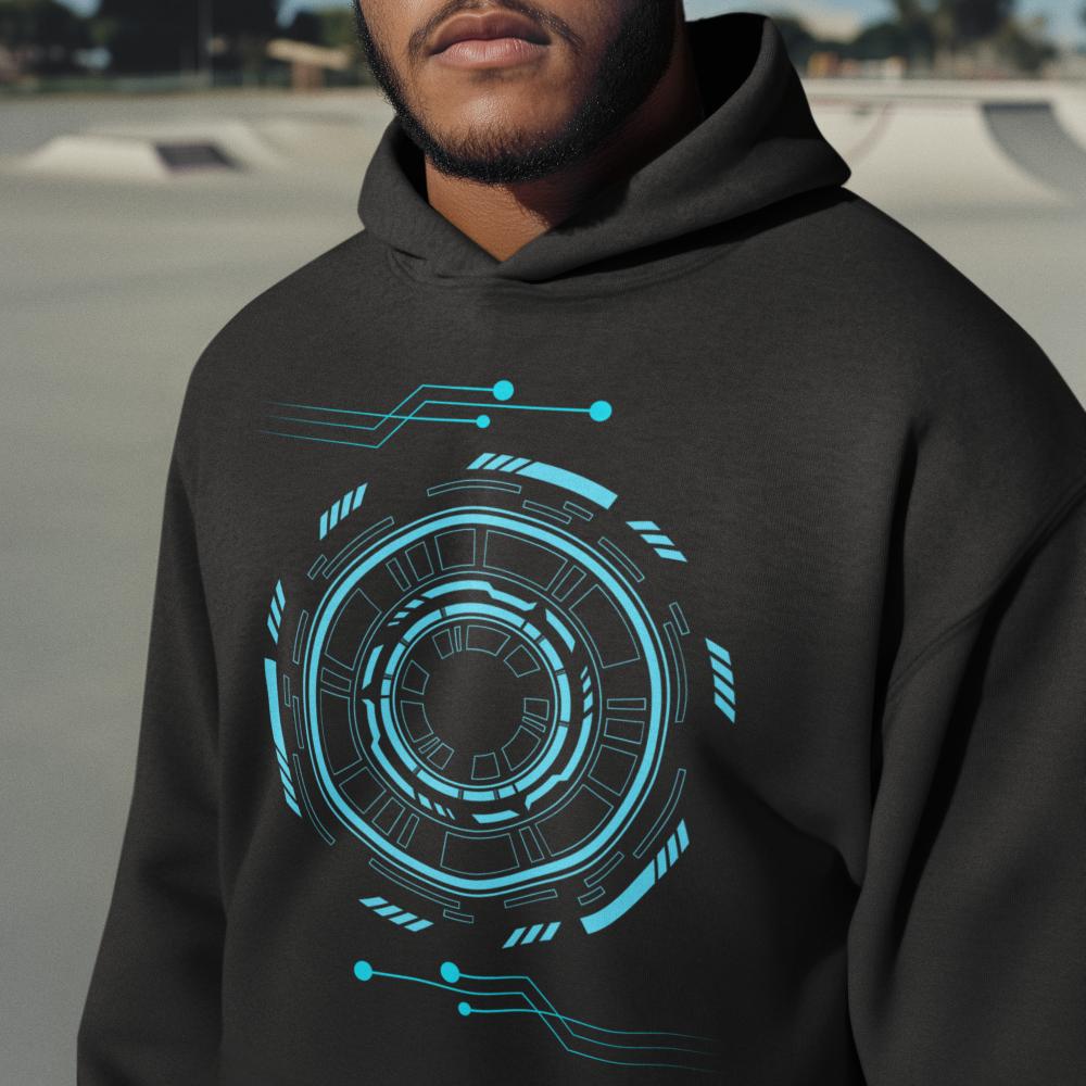 Men's Robotic Oversized Hooded Sweatshirt White by ZealforTee