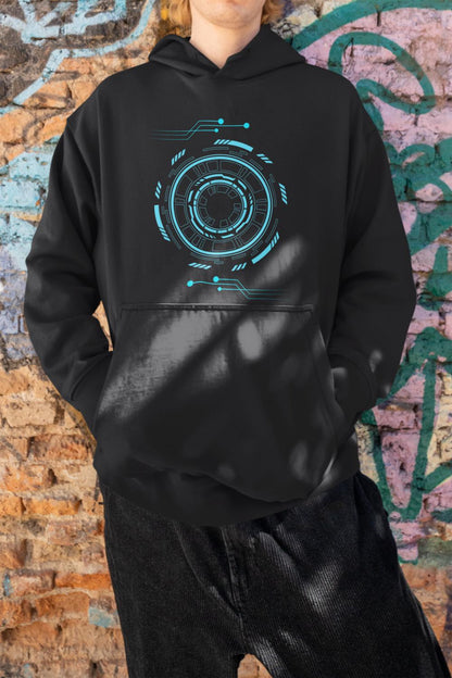 Men's Robotic Oversized Hooded Sweatshirt Navy Blue by ZealforTee