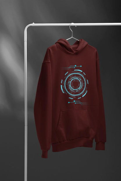 Men's Robotic Oversized Hooded Sweatshirt Maroon by ZealforTee