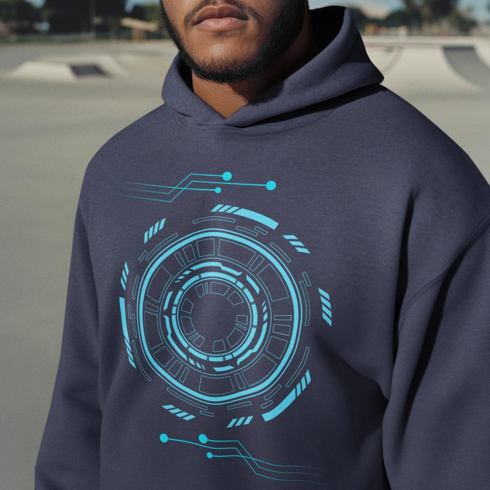 Men's Robotic Oversized Hooded Sweatshirt Black by ZealforTee