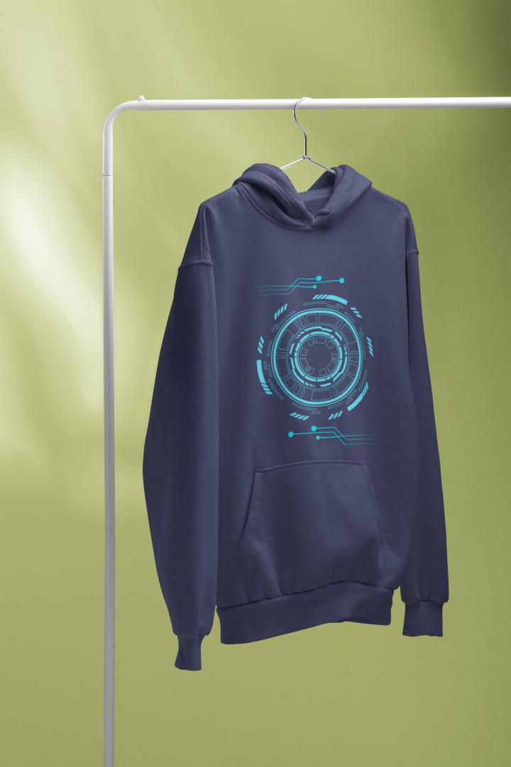 Men's Robotic Oversized Hooded Sweatshirt Bottle Green by ZealforTee