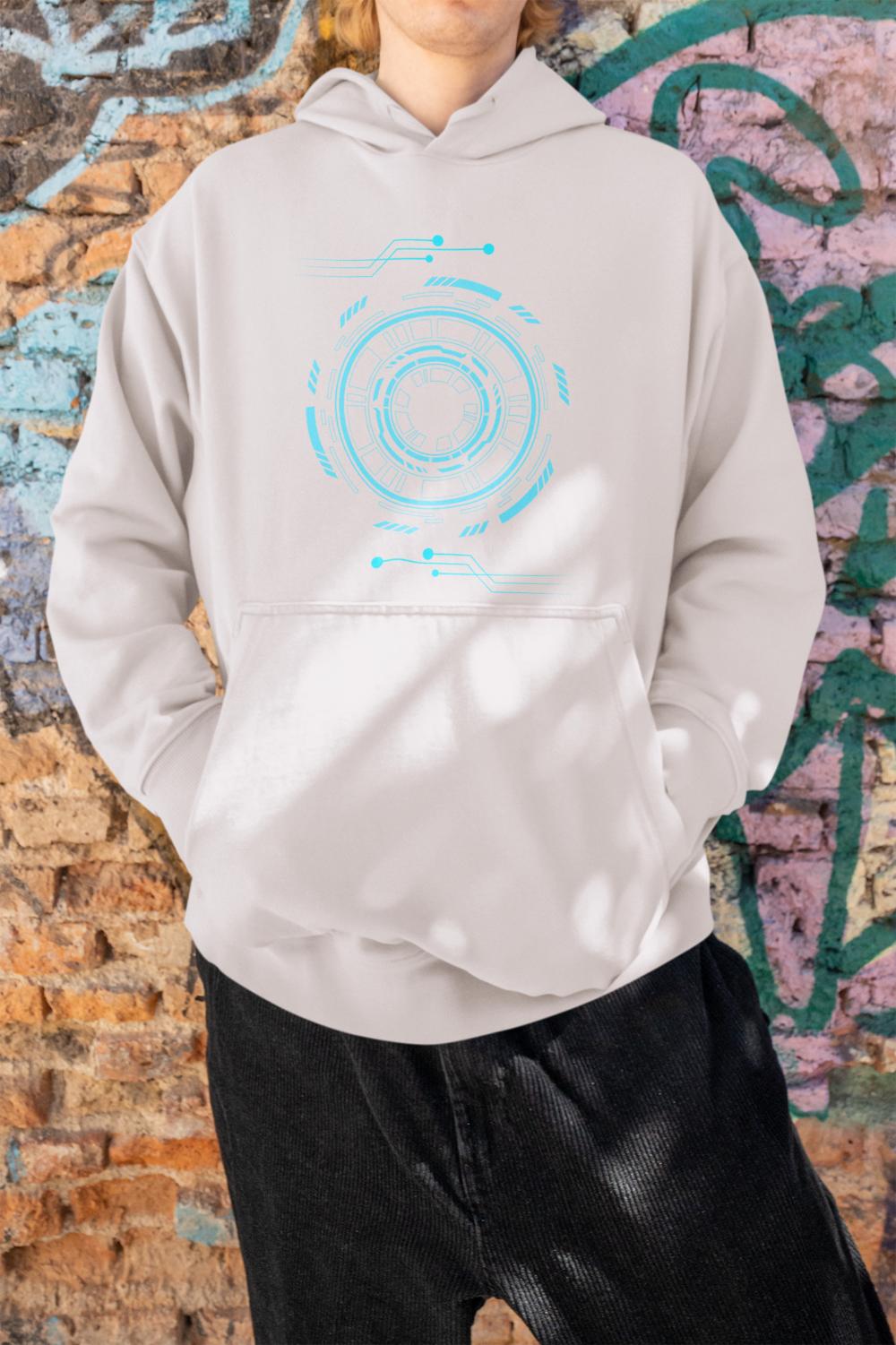 Men's Robotic Oversized Hooded Sweatshirt Black by ZealforTee
