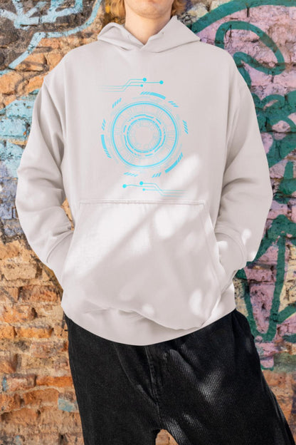 Men's Robotic Oversized Hooded Sweatshirt Black by ZealforTee