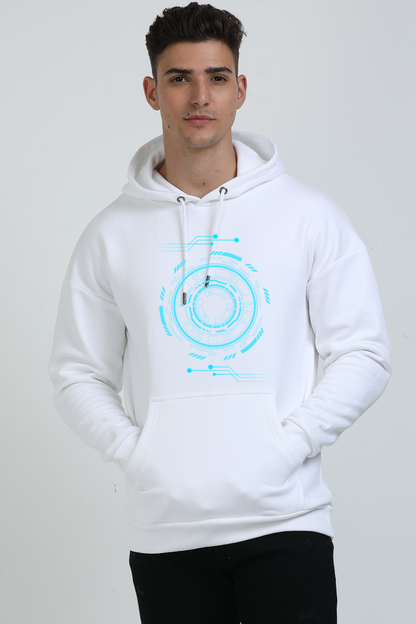 Men's Robotic Oversized Hooded Sweatshirt White by ZealforTee
