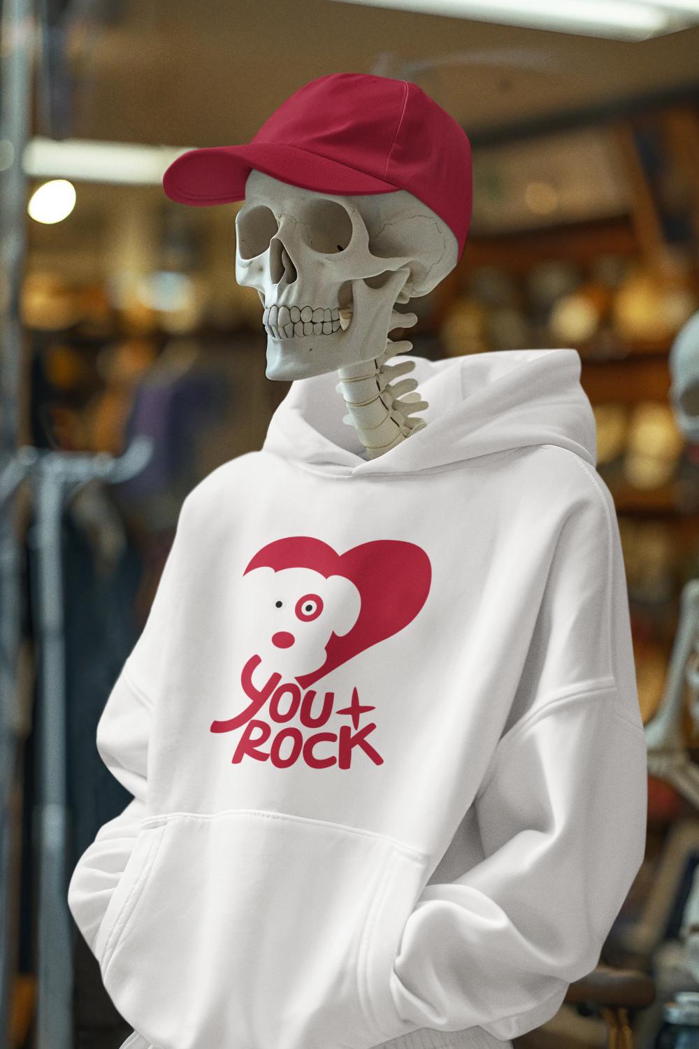 Men's You Rock Typography Hoodie Sweatshirt White by ZealforTee