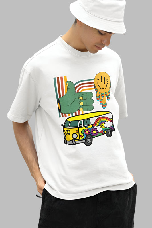 Men's Multicolored Imagination Oversized T shirt Red by ZealforTee