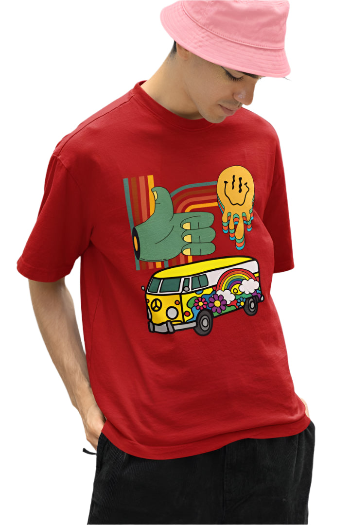 Men's Multicolored Imagination Oversized T shirt Red by ZealforTee