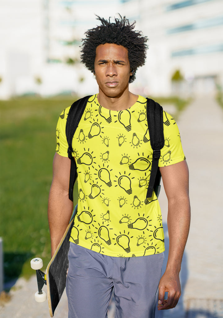 Men's Bright All Over Print T-shirt Lemon Yelloe by ZealforTee