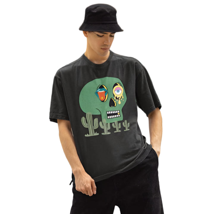 Men's Psychotropic Skull Oversized T shirt Black by ZealforTee