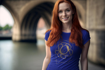 Women's Golden Flower T-shirt White by ZealforTee