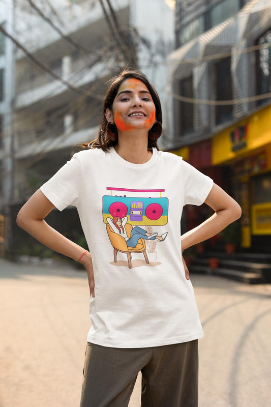 Women's Music Vibe T-shirt White by ZealforTee