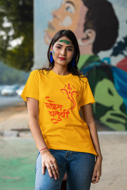 Women's Ganesh Chaturthi T-shirt Royal Blue by ZealforTee