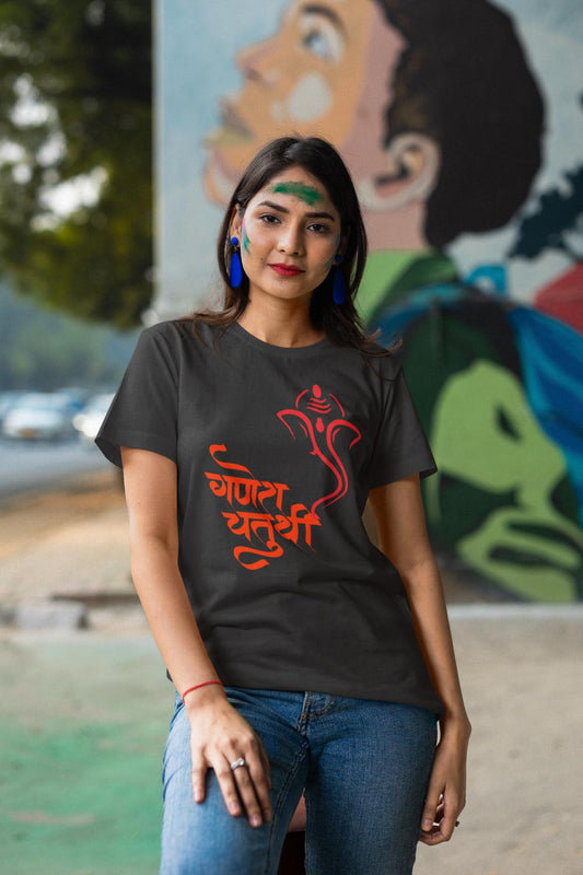 Women's Ganesh Chaturthi T-shirt Royal Blue by ZealforTee
