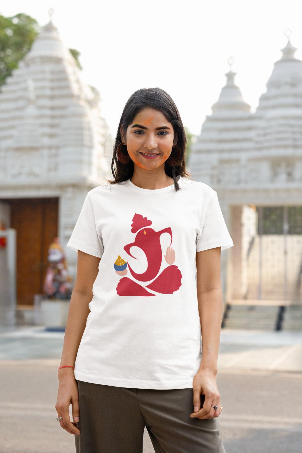 Women's Ganesh Chaturthi T-shirt White by ZealforTee
