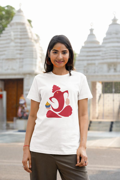 Women's Ganesh Chaturthi T-shirt White by ZealforTee