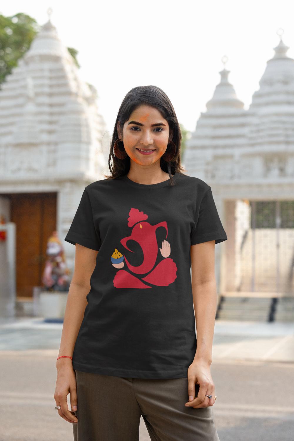 Women's Ganesh Chaturthi T-shirt Black by ZealforTee