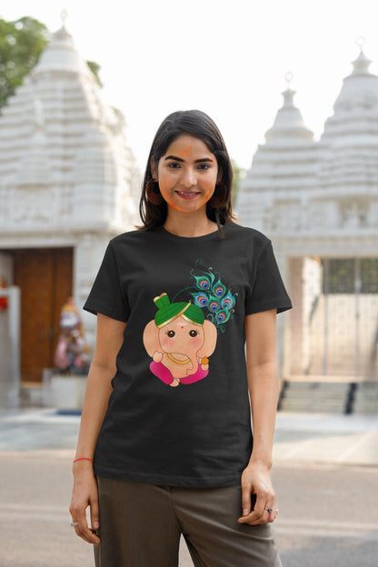 Women's Ganesh Chaturthi T-shirt Black by ZealforTee