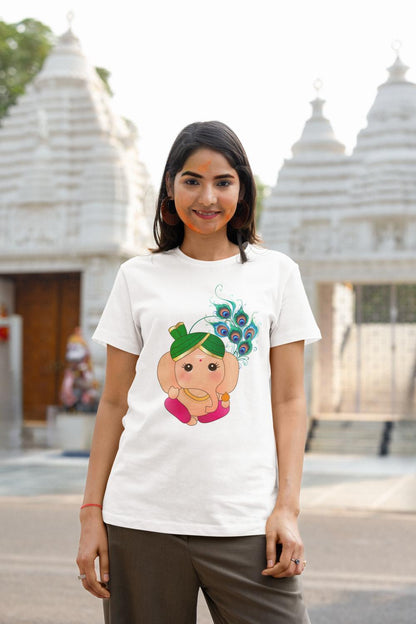 Women's Ganesh Chaturthi T-shirt White by ZealforTee