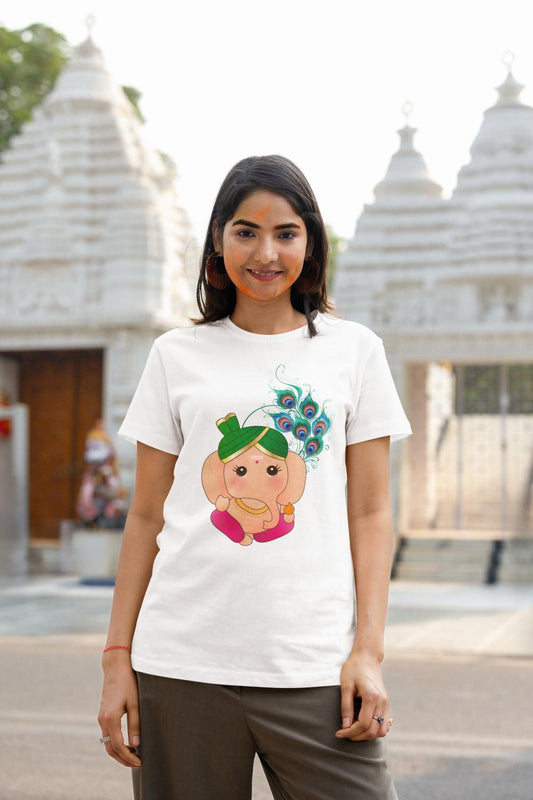 Women's Ganesh Chaturthi T-shirt White by ZealforTee