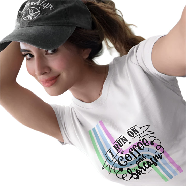 Women's Coffee and Sarcasm T-shirt White by ZealforTee