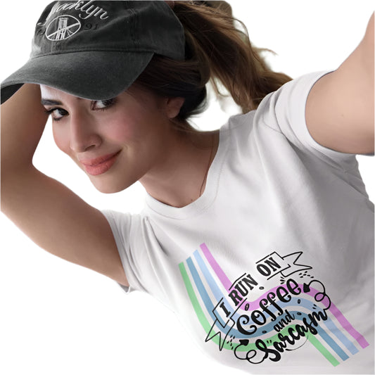 Women's Coffee and Sarcasm T-shirt White by ZealforTee