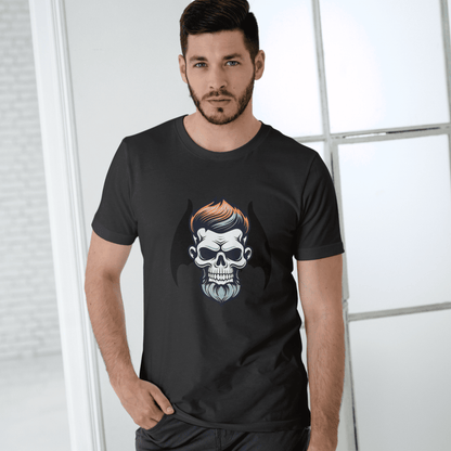 Men's Round Neck Skull T-shirt White by ZealforTee